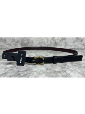 NEW Coach Signature Buckle Women’s Belt 18mm Black / Oxblood Size Medium